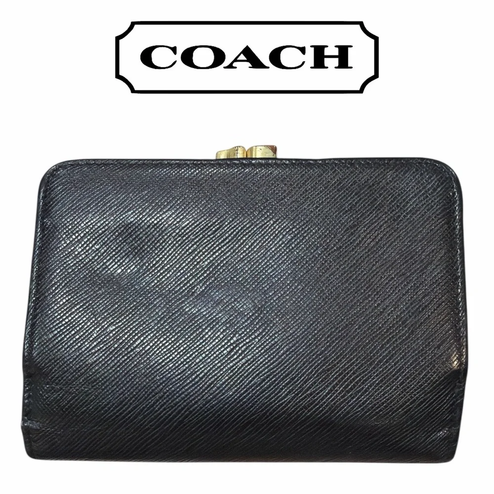 Coach‎ VINTAGE Black Kisslock Bifold Wallet